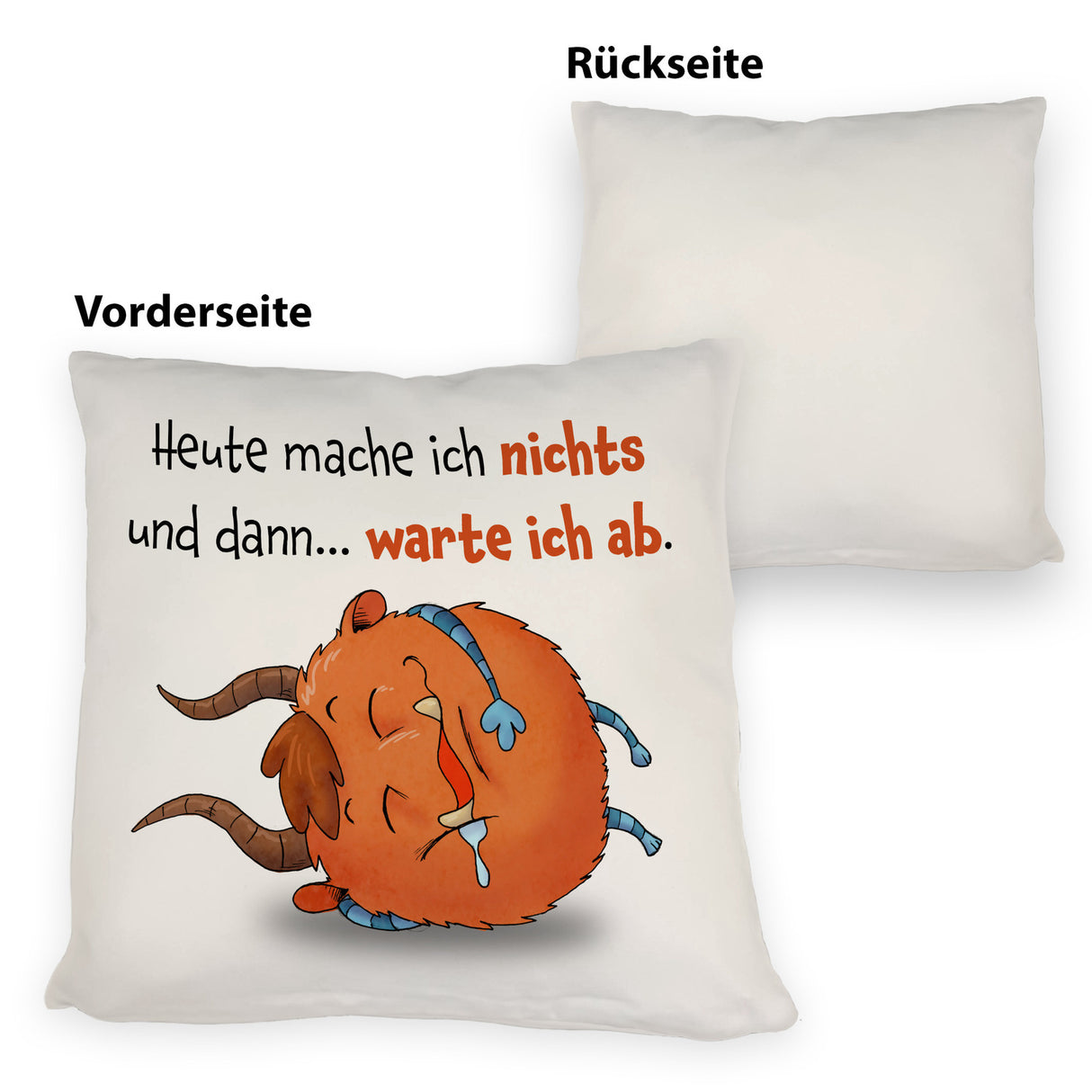 Freches Monster in dunkelrot Kissen mit lustigem Spruch