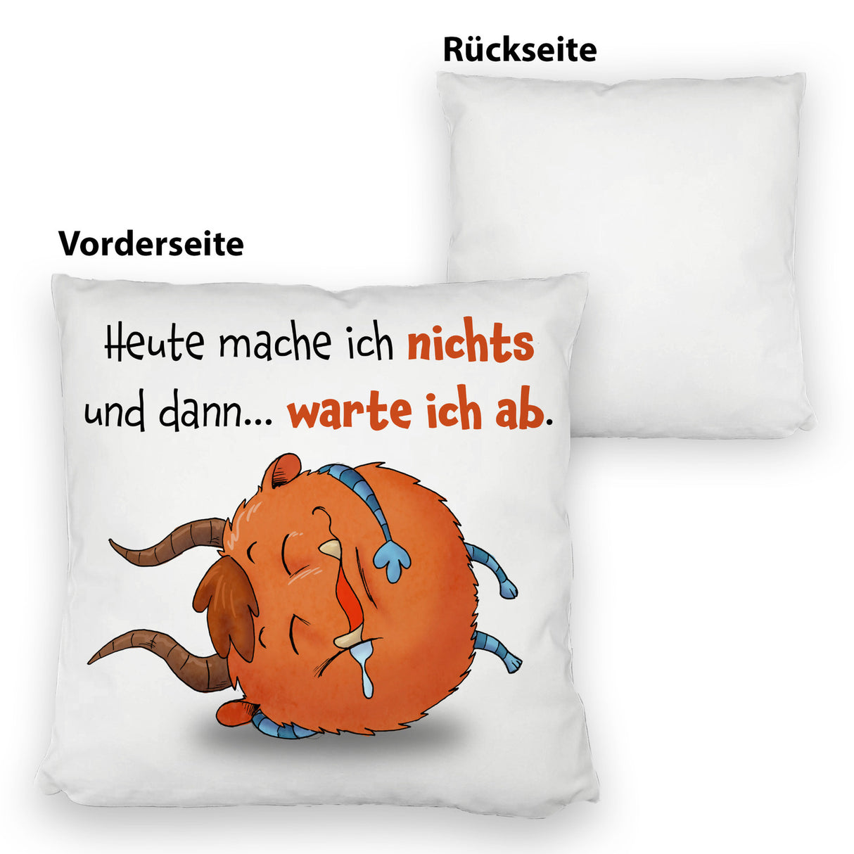 Freches Monster in dunkelrot Kissen mit lustigem Spruch