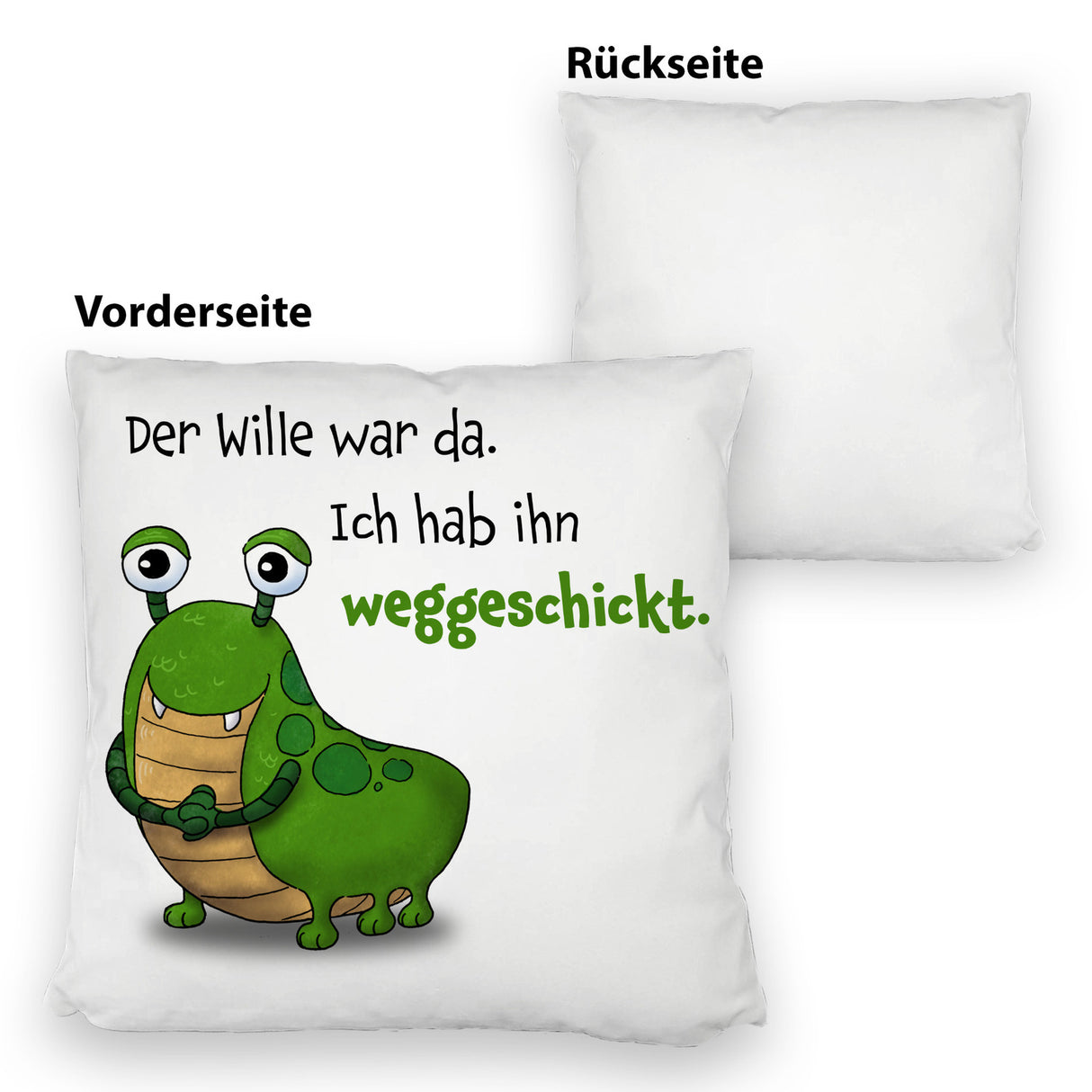 Freches Monster Kissen mit lustigem Spruch