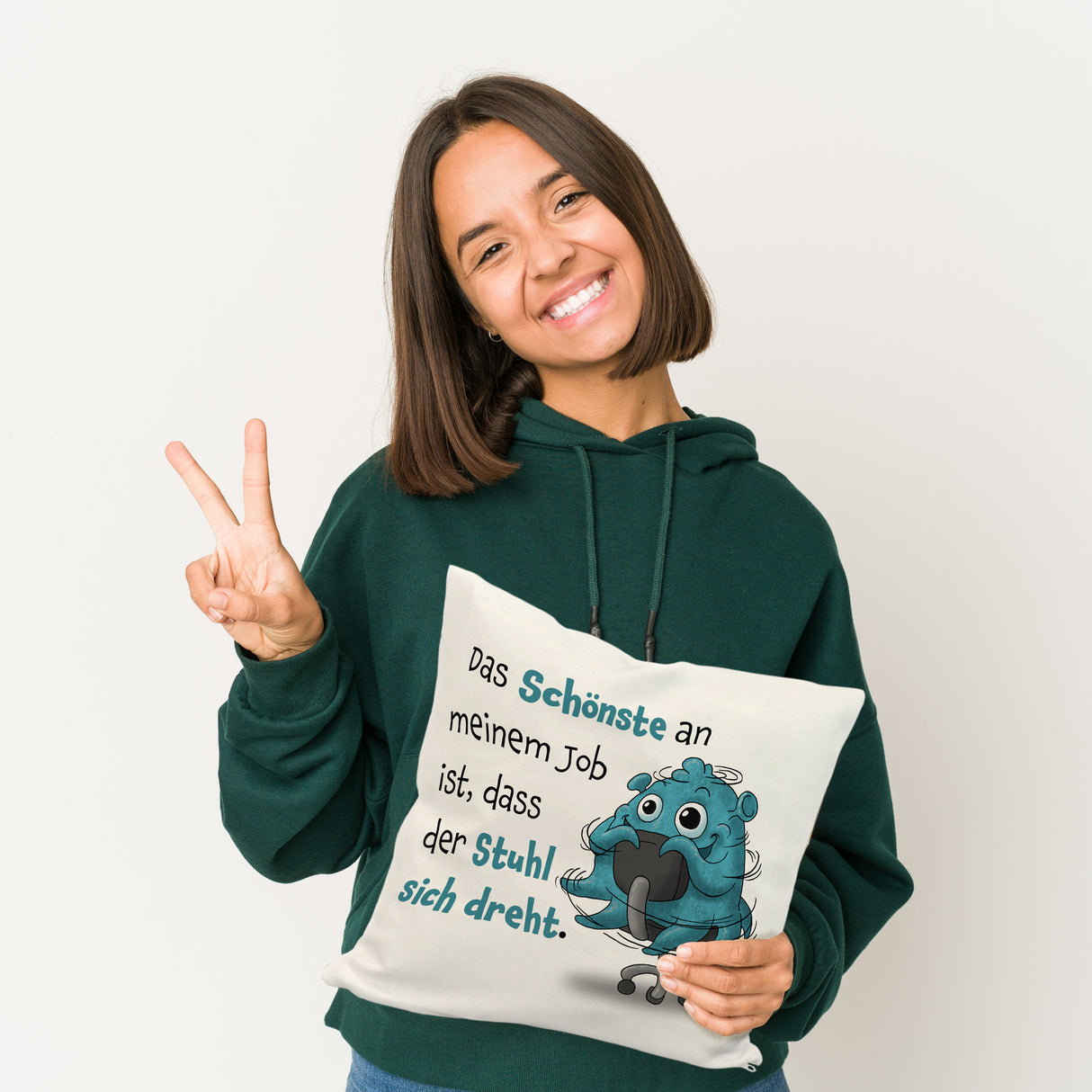 Freches Monster Kissen mit lustigem Spruch