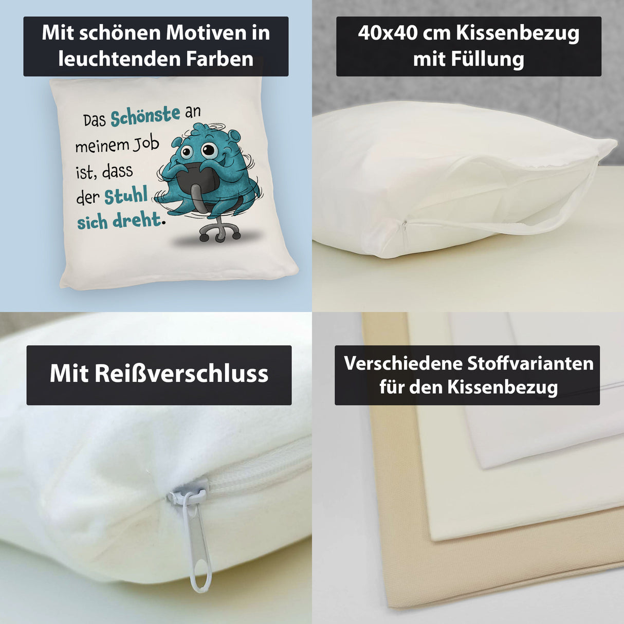 Freches Monster Kissen mit lustigem Spruch