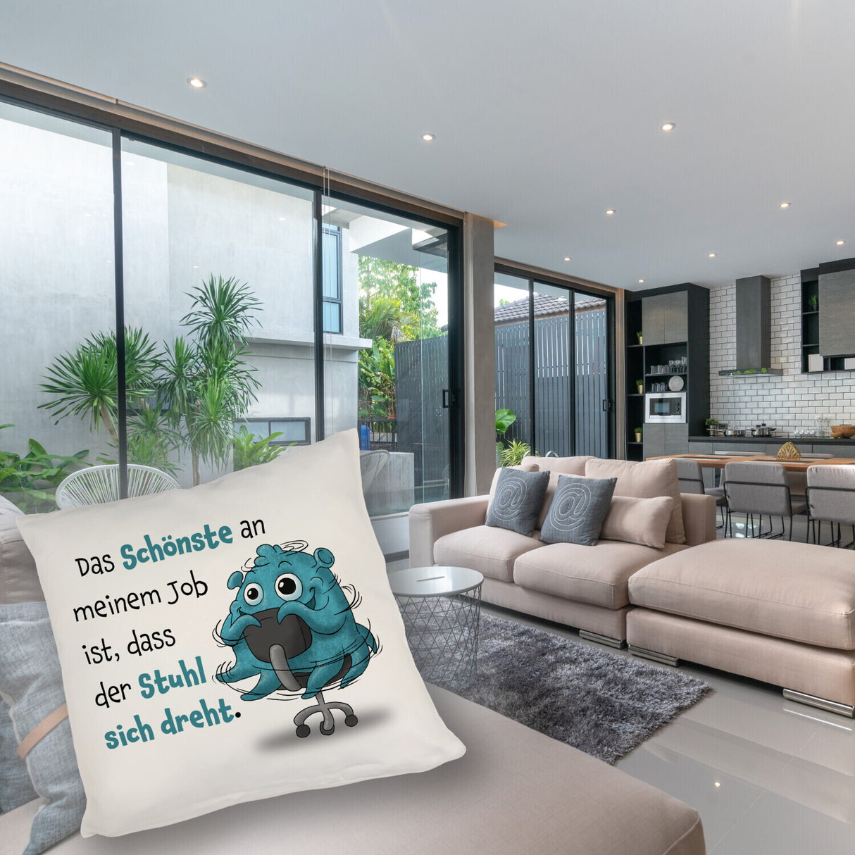 Freches Monster Kissen mit lustigem Spruch