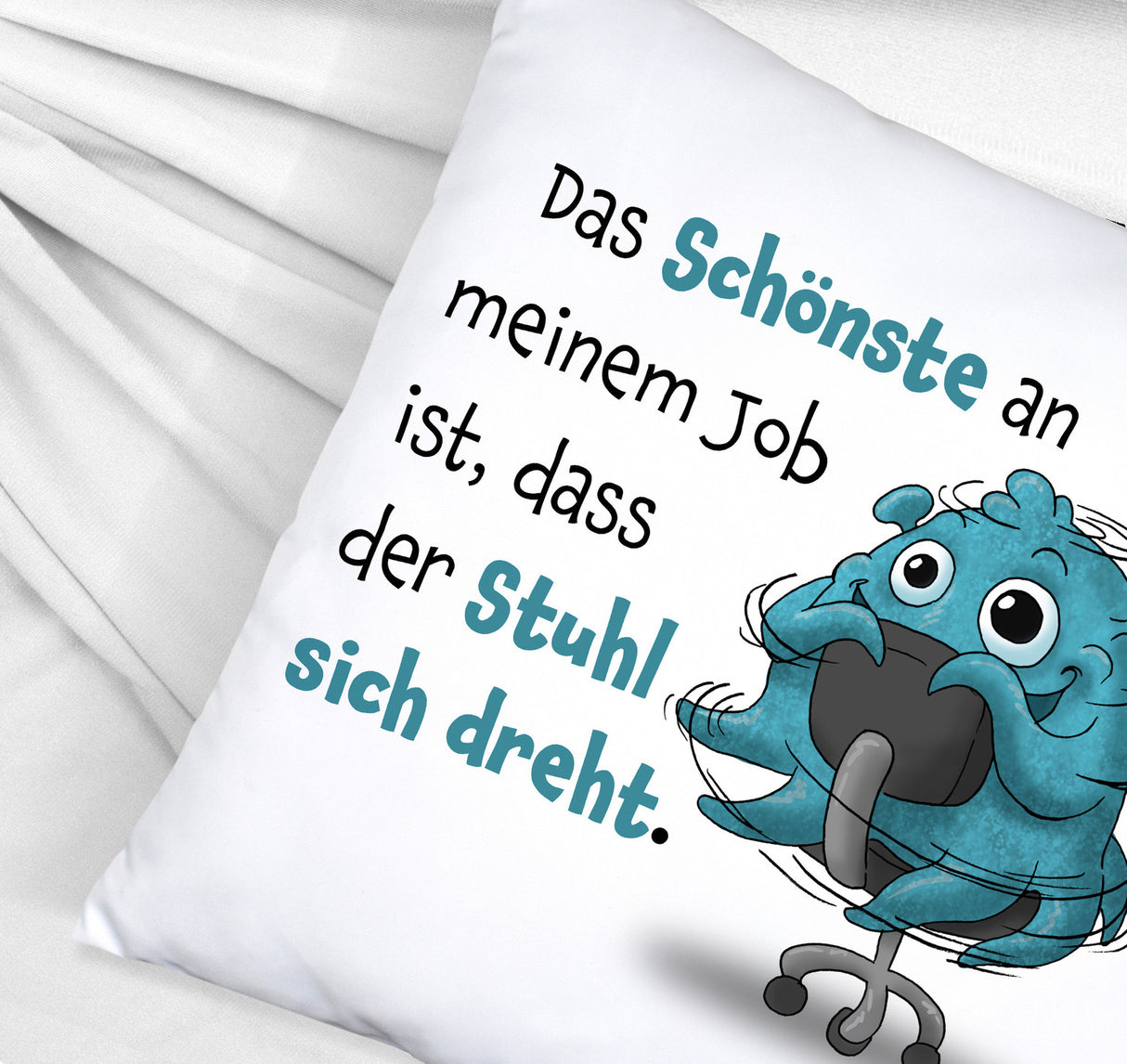 Freches Monster Kissen mit lustigem Spruch