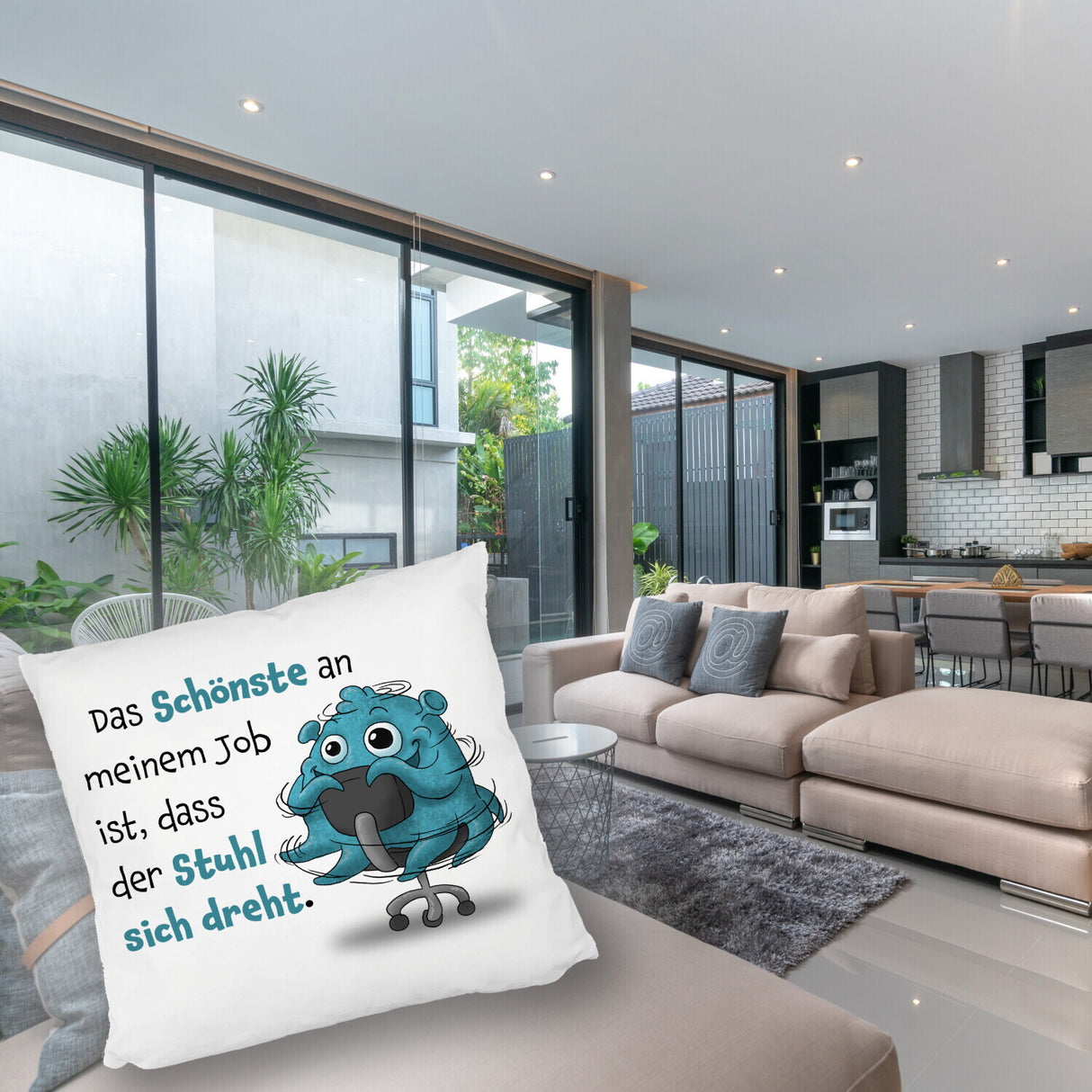 Freches Monster Kissen mit lustigem Spruch