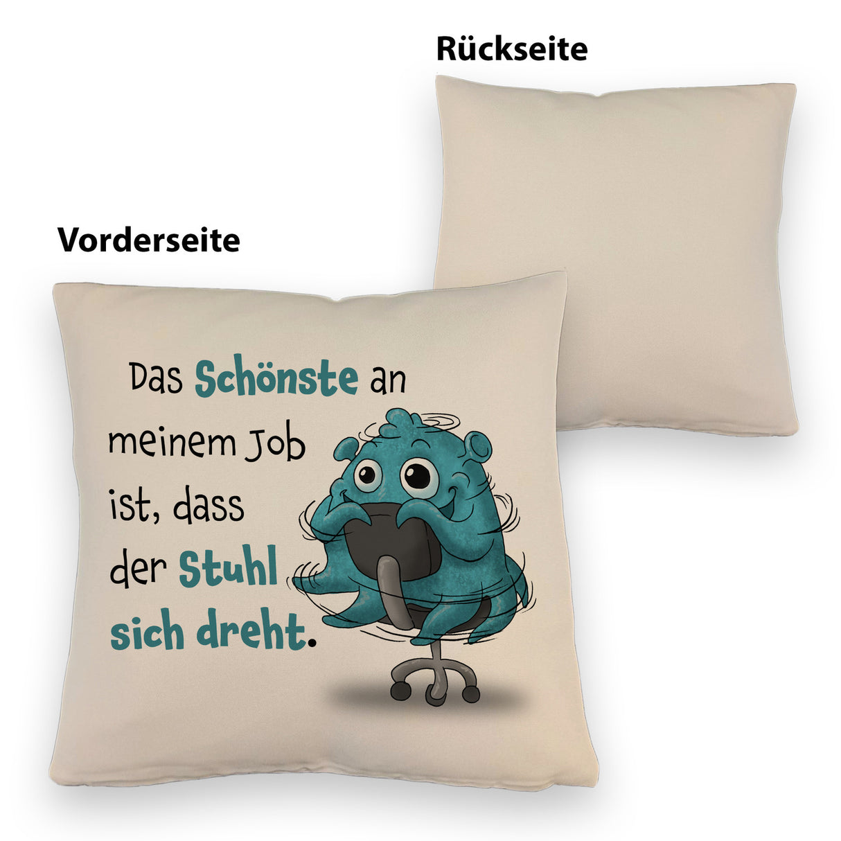 Freches Monster Kissen mit lustigem Spruch