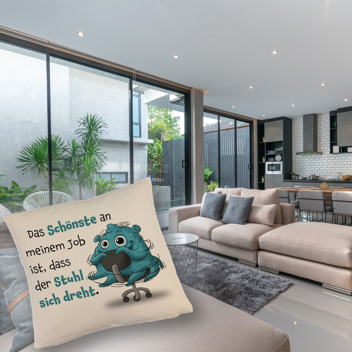 Freches Monster Kissen mit lustigem Spruch