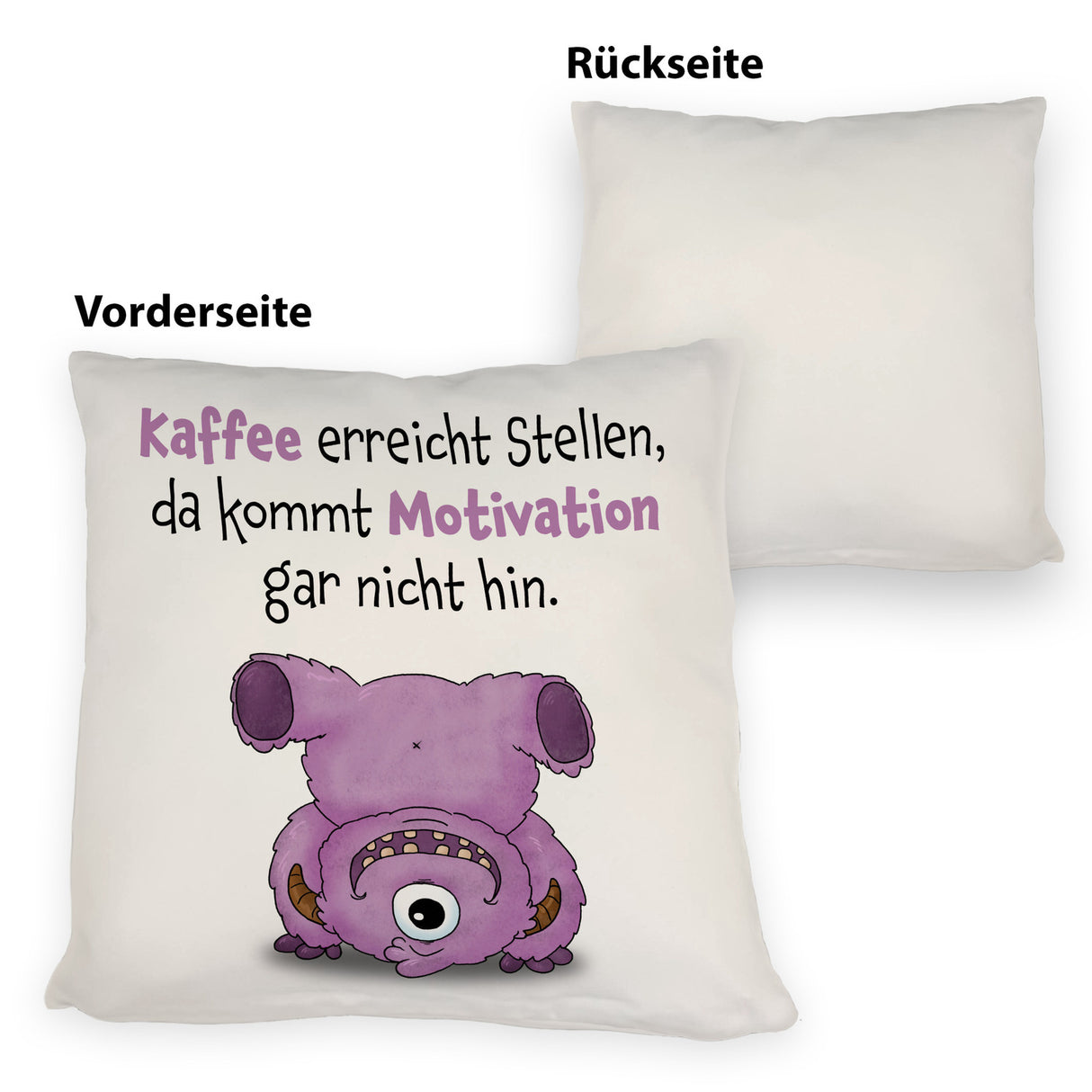 Freches Monster in dunkelblau Kissen mit lustigem Spruch