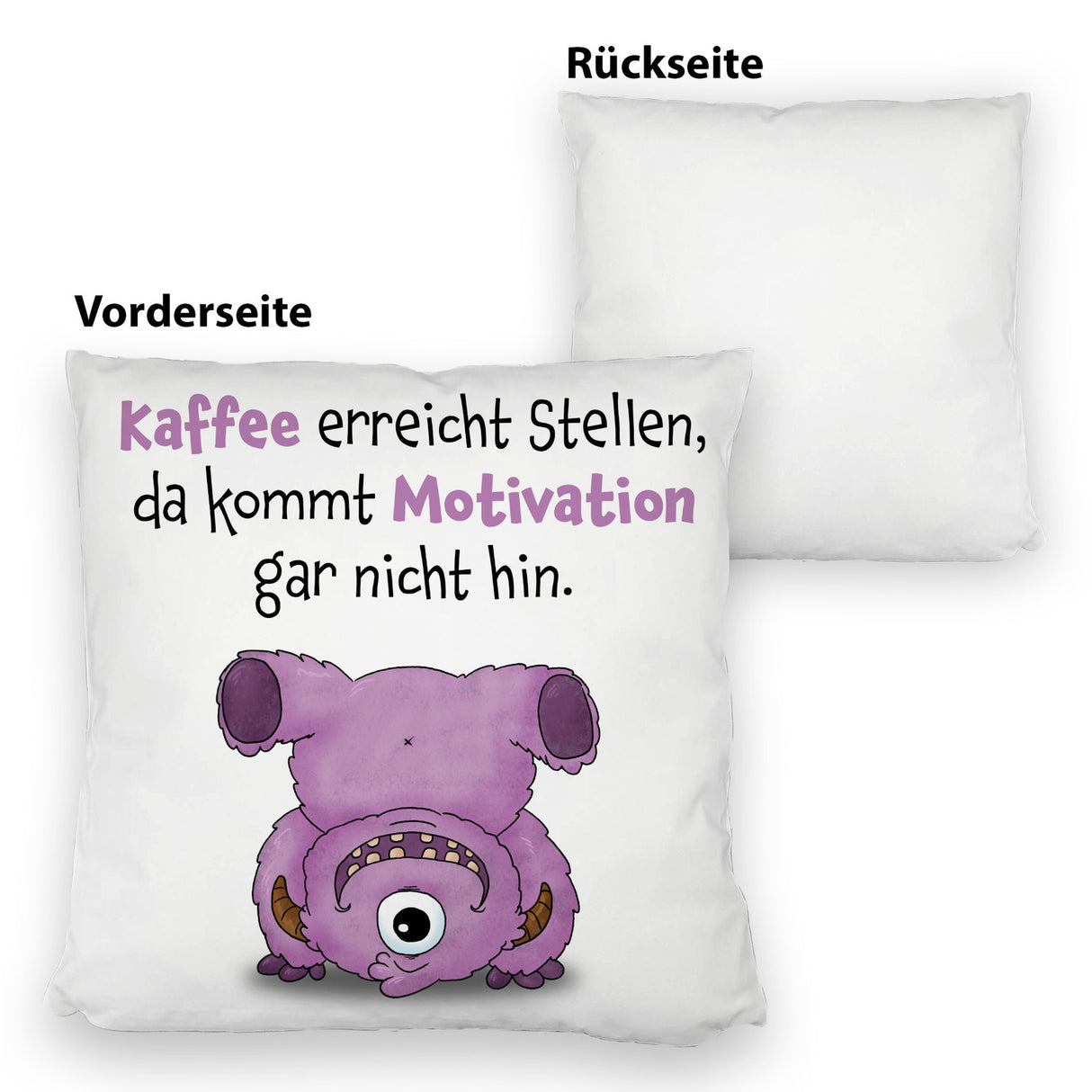 Freches Monster in dunkelblau Kissen mit lustigem Spruch