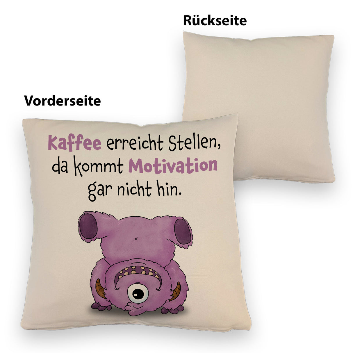 Freches Monster in dunkelblau Kissen mit lustigem Spruch