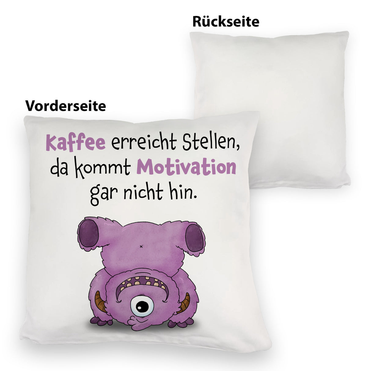 Freches Monster in dunkelblau Kissen mit lustigem Spruch