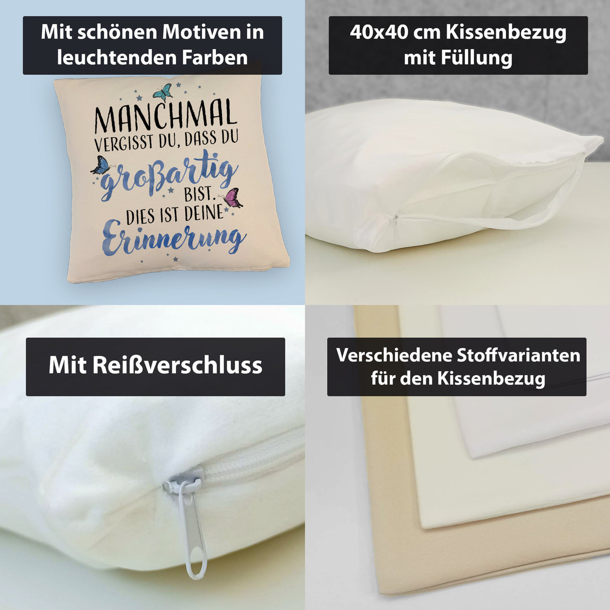 Du bist großartig Kissen mit liebevollem Spruch