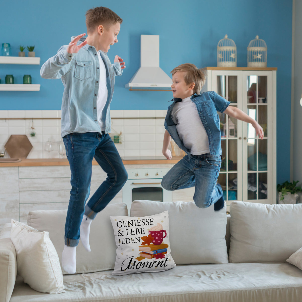 Genieße & lebe jeden Moment Kissen mit Spruch