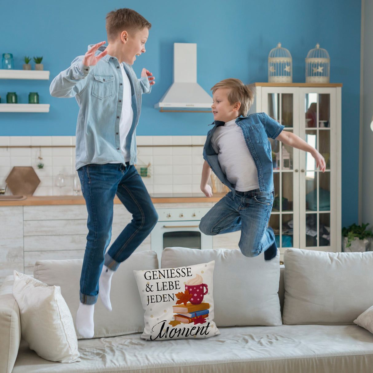 Genieße & lebe jeden Moment Kissen mit Spruch