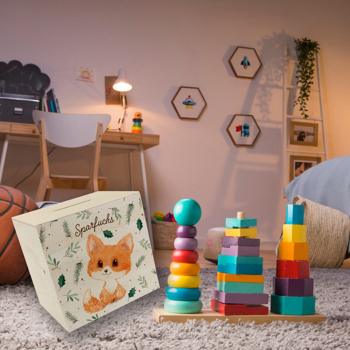 Babyfuchs Spardose mit Spruch Sparfuchs