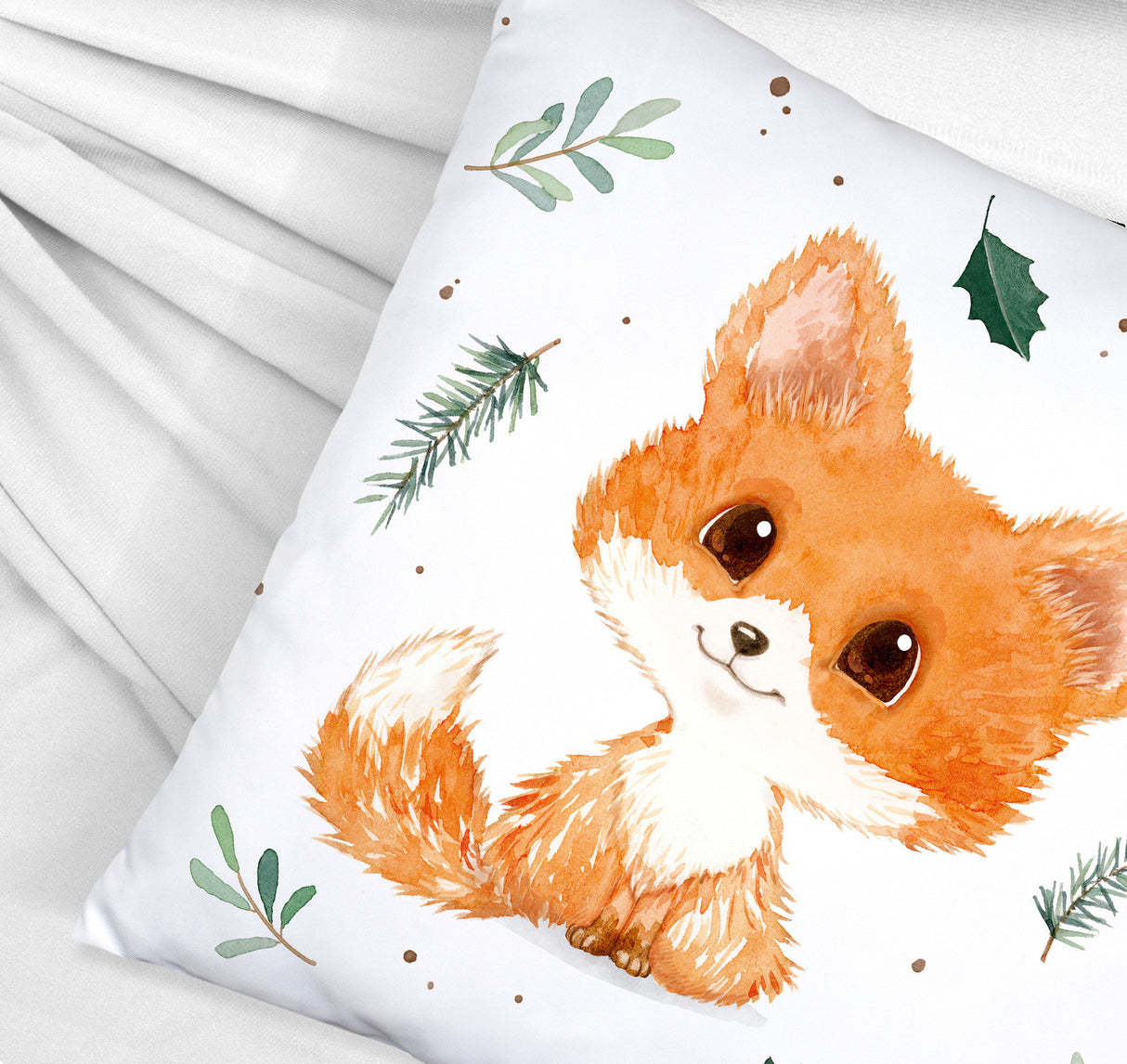 Baby Fuchs im Aquarell-Stil Kissen