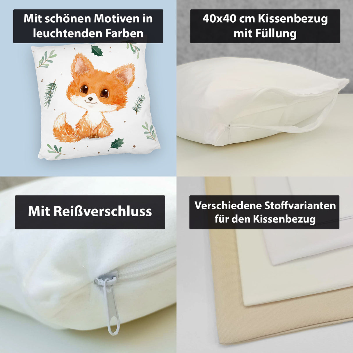 Baby Fuchs im Aquarell-Stil Kissen
