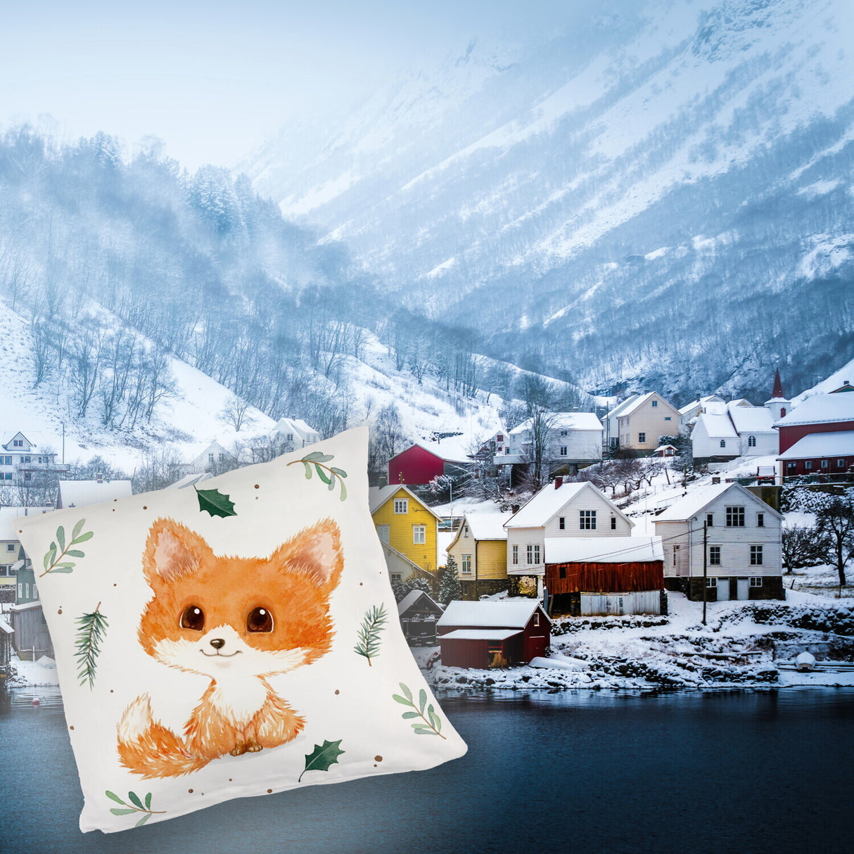 Baby Fuchs im Aquarell-Stil Kissen
