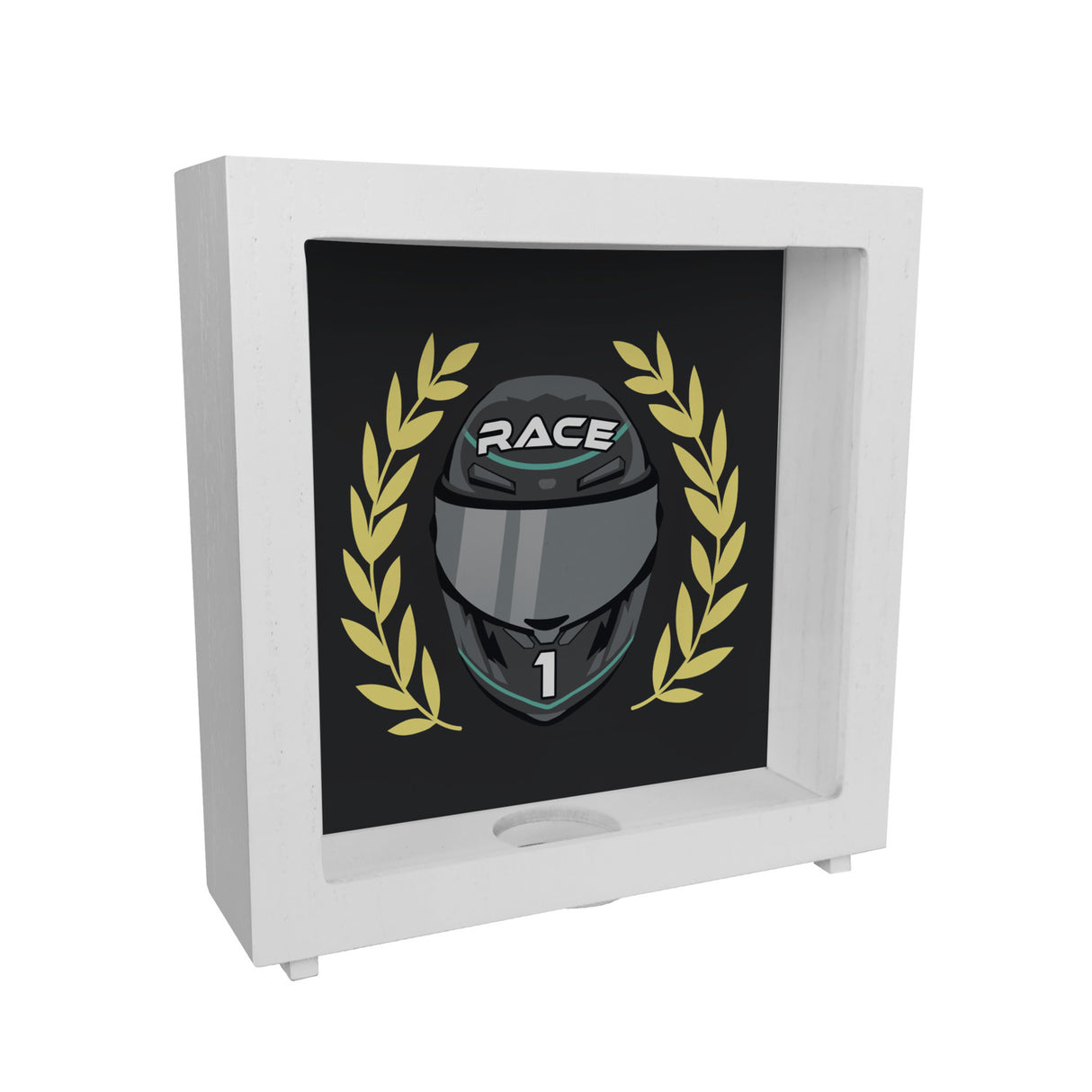 Motorsport-Helm Spardose mit Siegerkranz