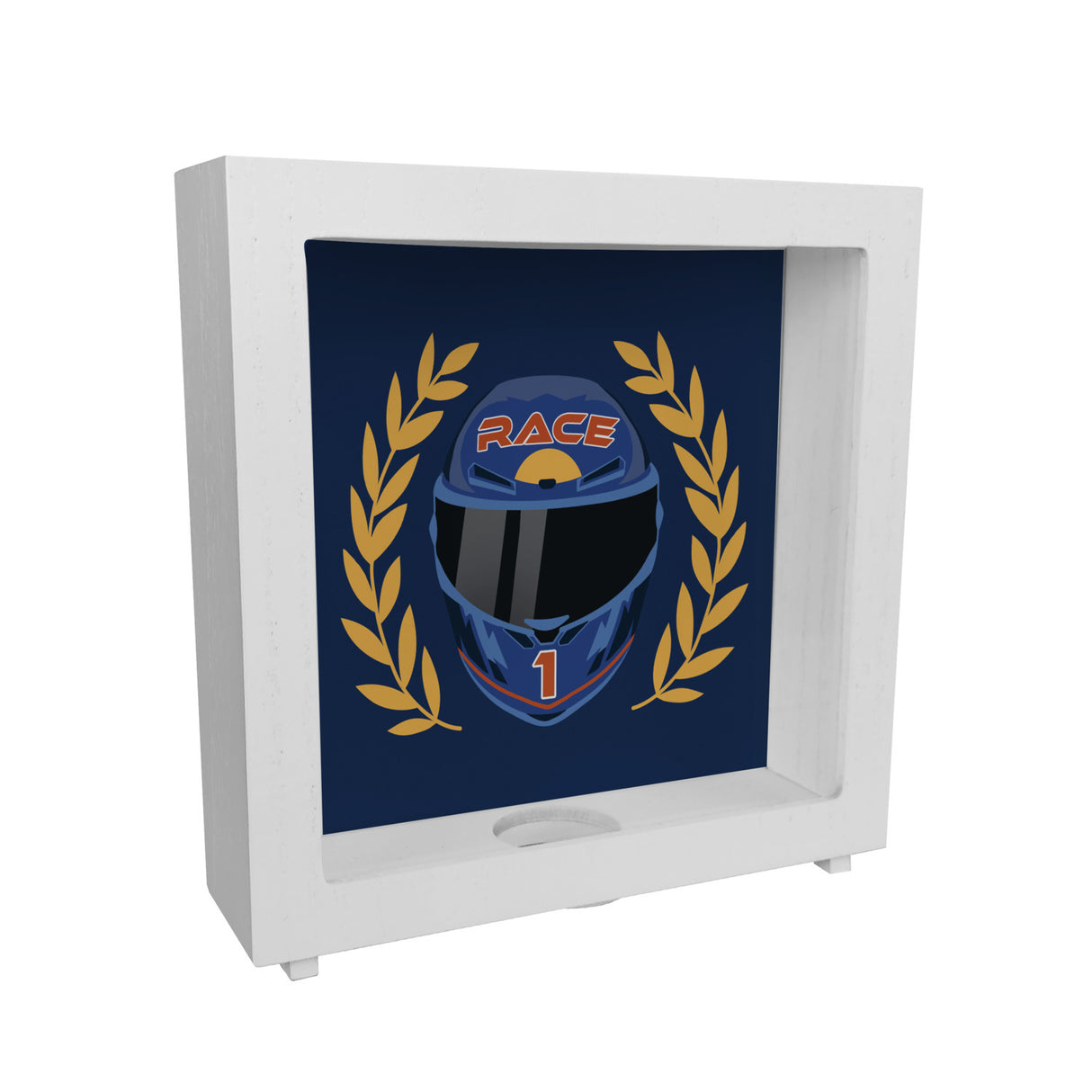 Motorsport-Helm Spardose mit Siegerkranz