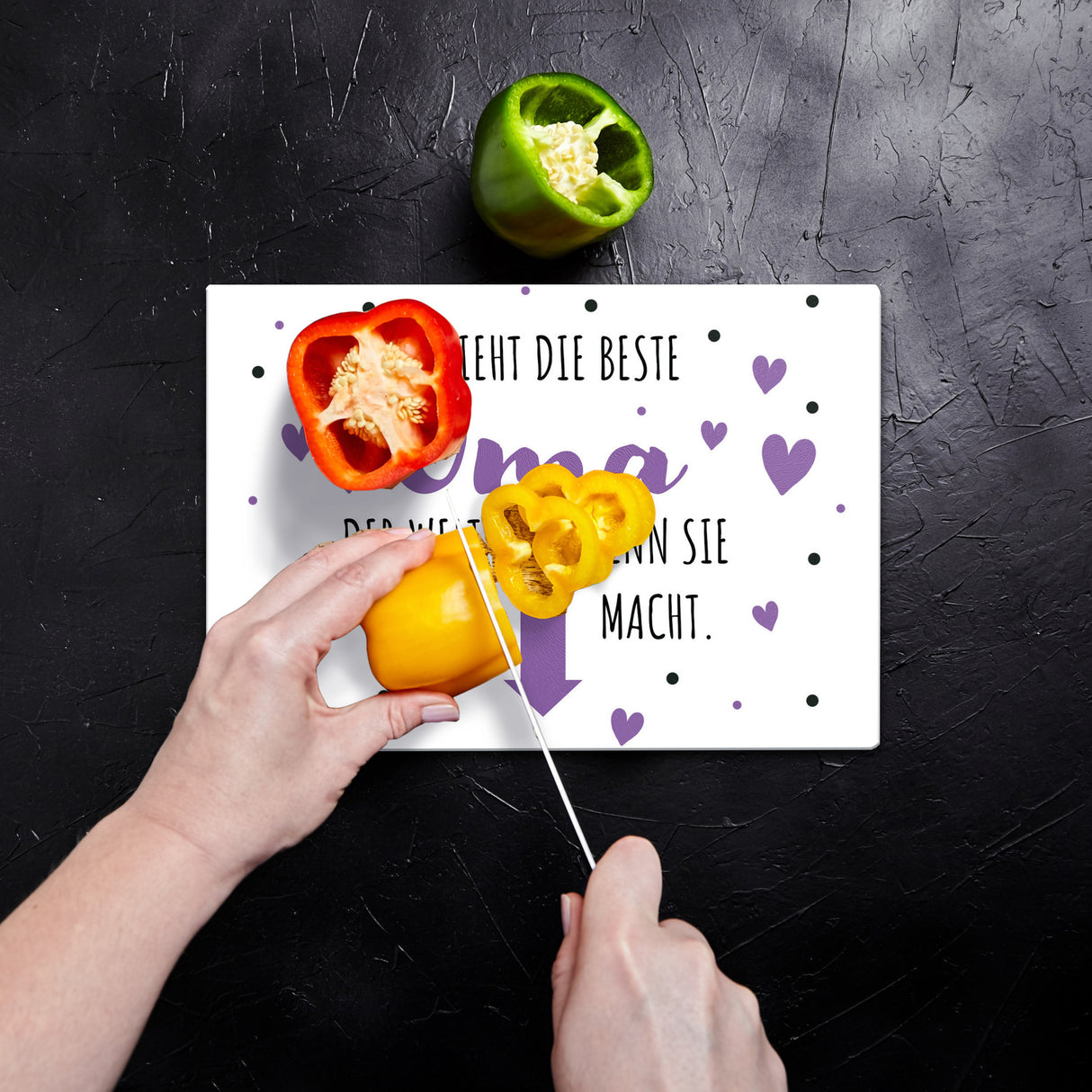 Beste Mama der Welt Schneidebrett aus Glas So sieht sie aus wenn sie Essen macht