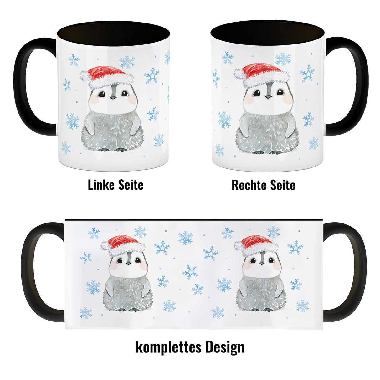 Pinguin mit Weihnachtsmütze Kaffeebecher