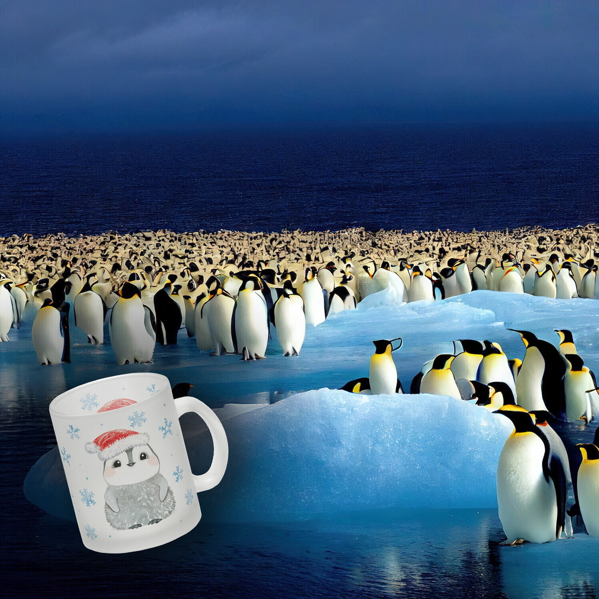 Pinguin mit Weihnachtsmütze Kaffeebecher