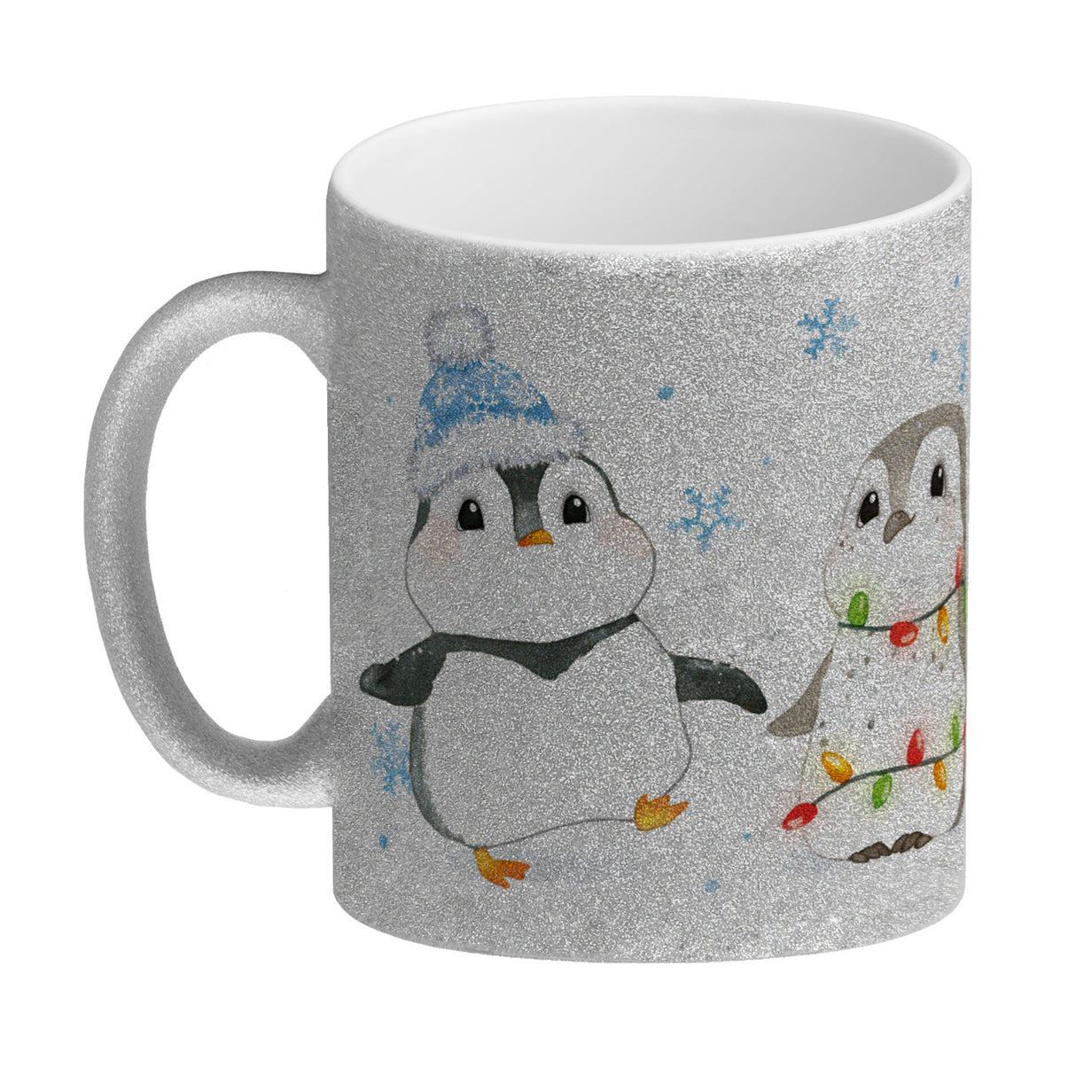 Pinguin Familie in Weihnachtsstimmung Kaffeebecher