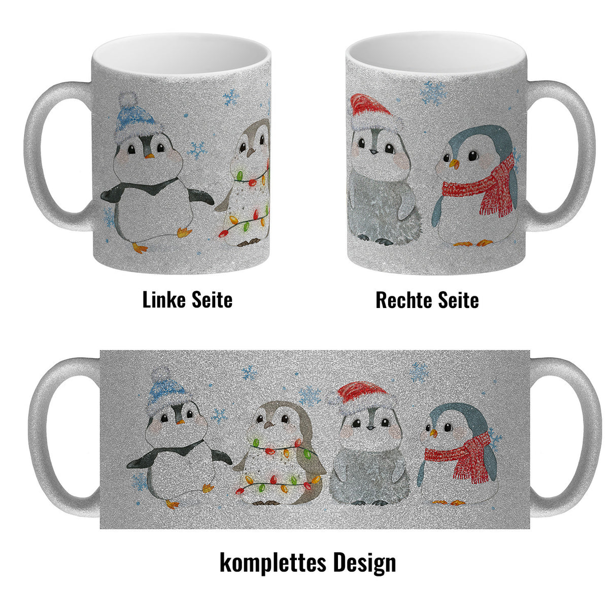 Pinguin Familie in Weihnachtsstimmung Kaffeebecher