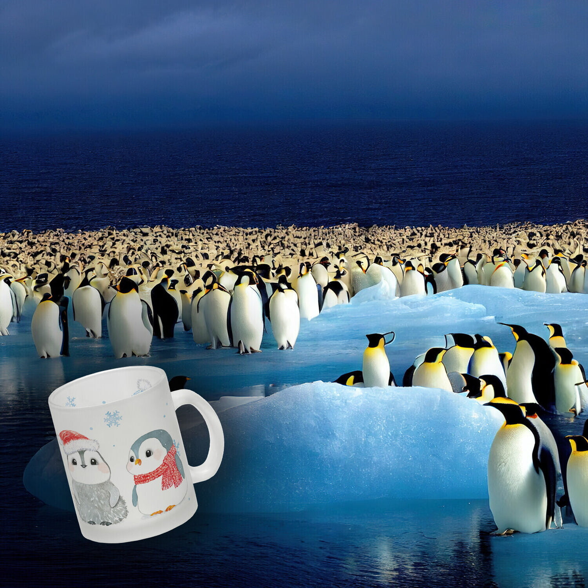 Pinguin Familie in Weihnachtsstimmung Kaffeebecher