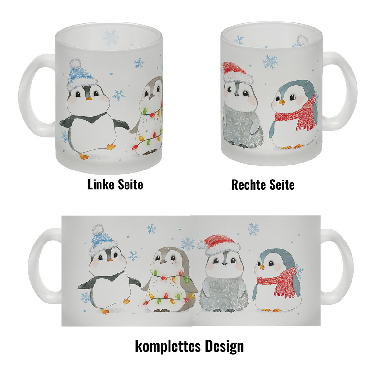 Pinguin Familie in Weihnachtsstimmung Kaffeebecher