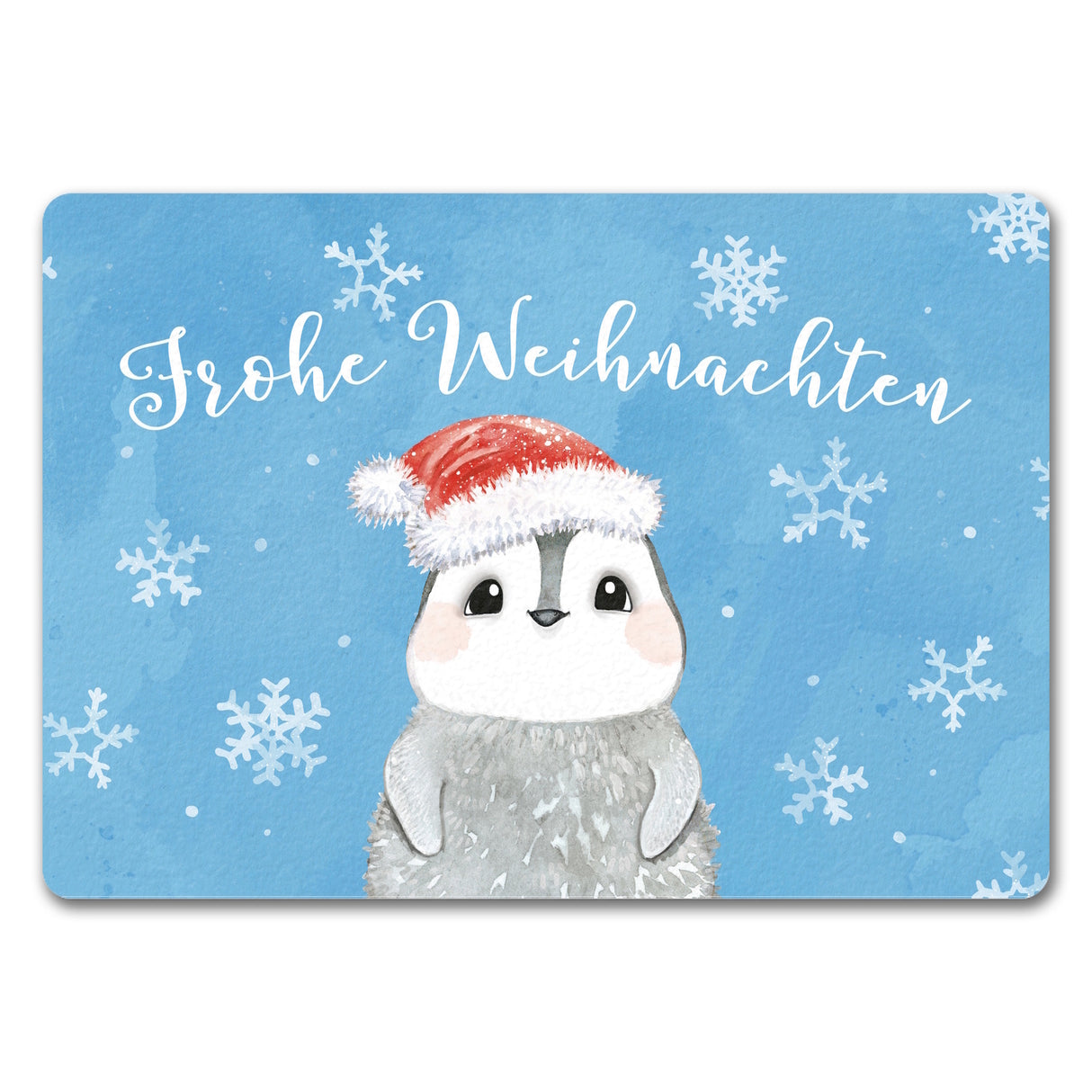 Pinguin mit Weihnachtsmütze Fußmatte in 35x50 cm und Spruch Frohe Weihnachten