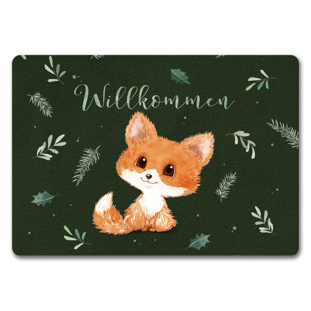 Baby Fuchs Fußmatte in 35x50 cm mit Spruch Willkommen