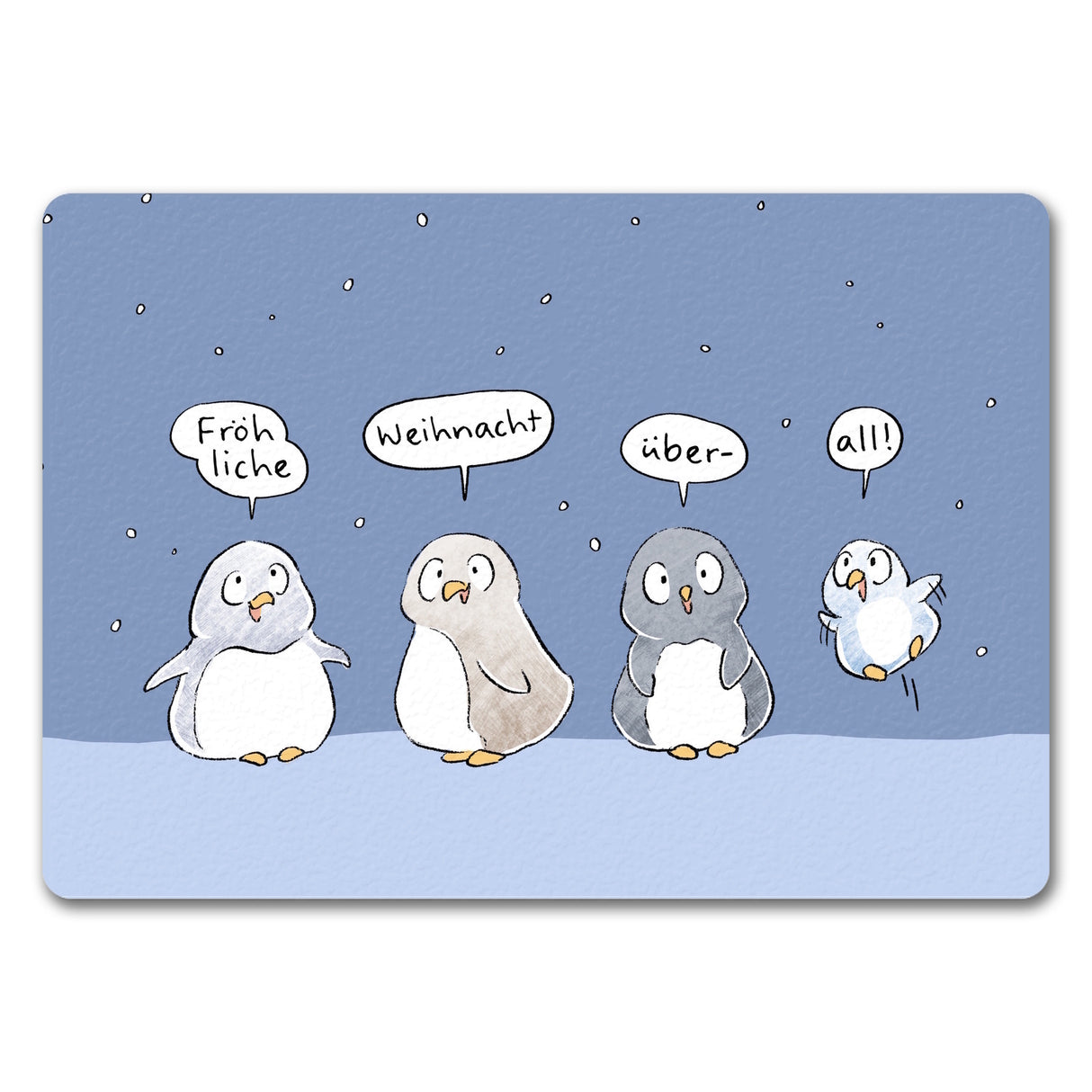 Pinguin Familie Fußmatte in 35x50 cm mit Spruch Fröhliche Weihnacht überall