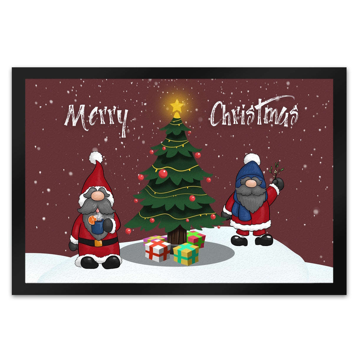 Wichtel Fußmatte in 35x50 cm mit Spruch Merry Christmas