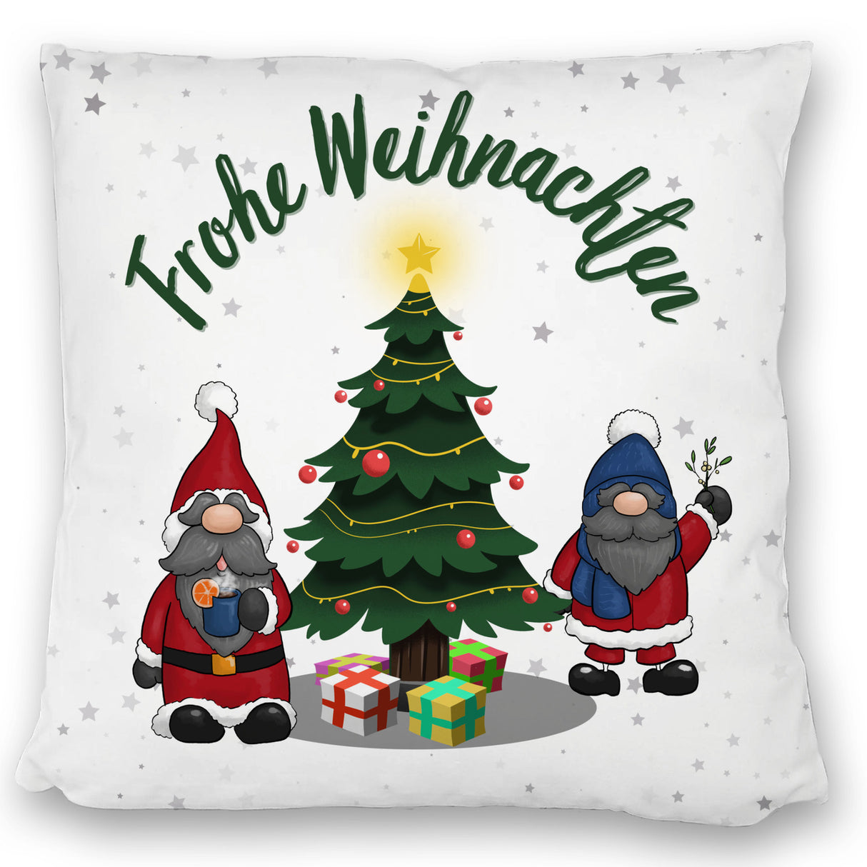 Weihnachtswichtel Kissen mit Spruch Frohe Weihnachten