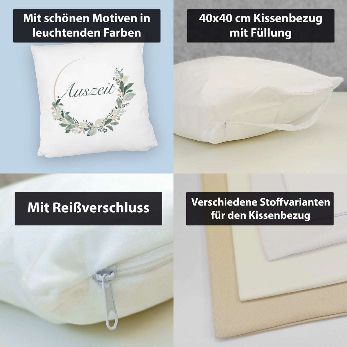 Auszeit Kissen mit Blumenornament für Eltern zum Geburtstag