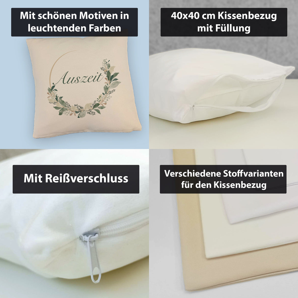 Auszeit Kissen mit Blumenornament für Eltern zum Geburtstag