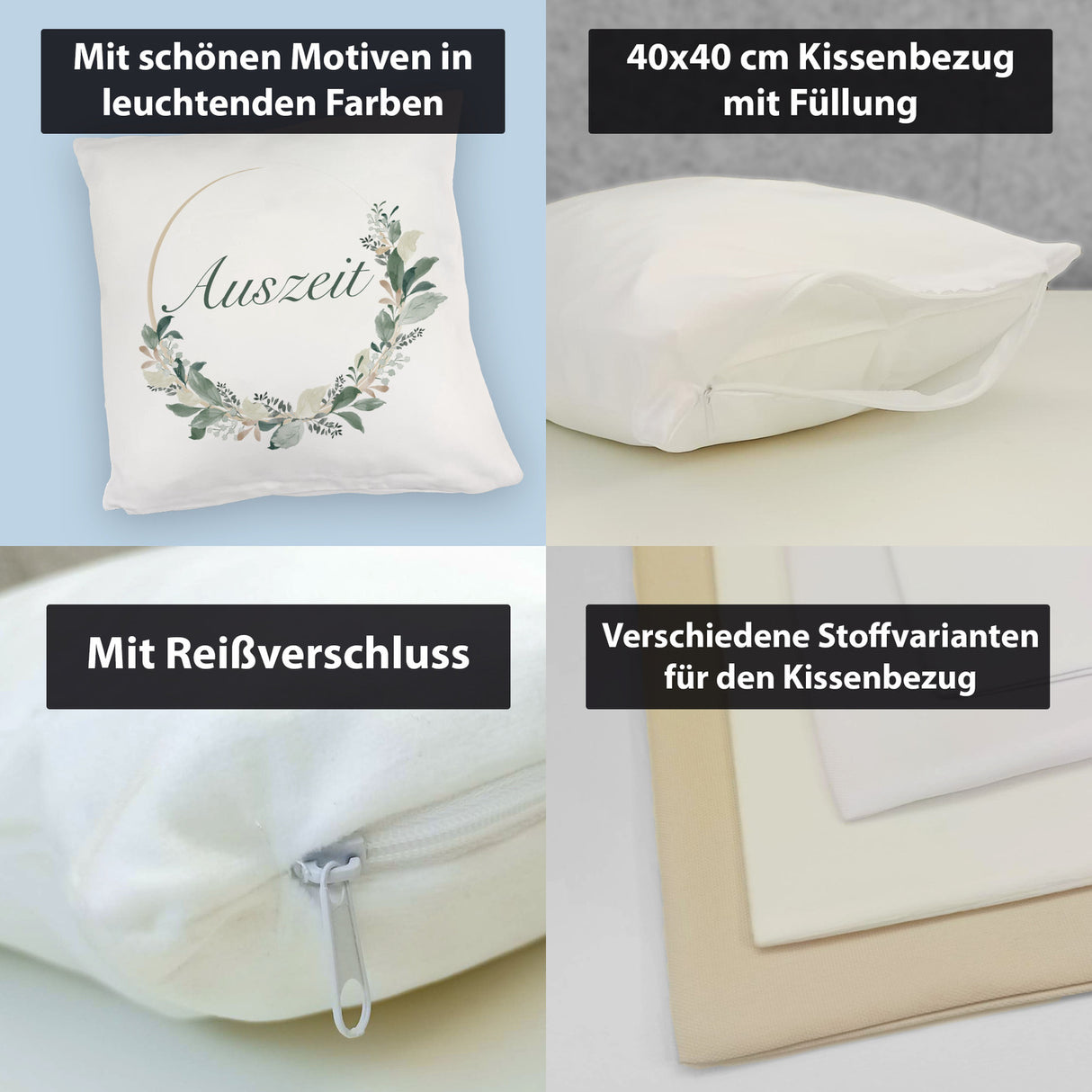 Auszeit Kissen mit Blumenornament für Eltern zum Geburtstag