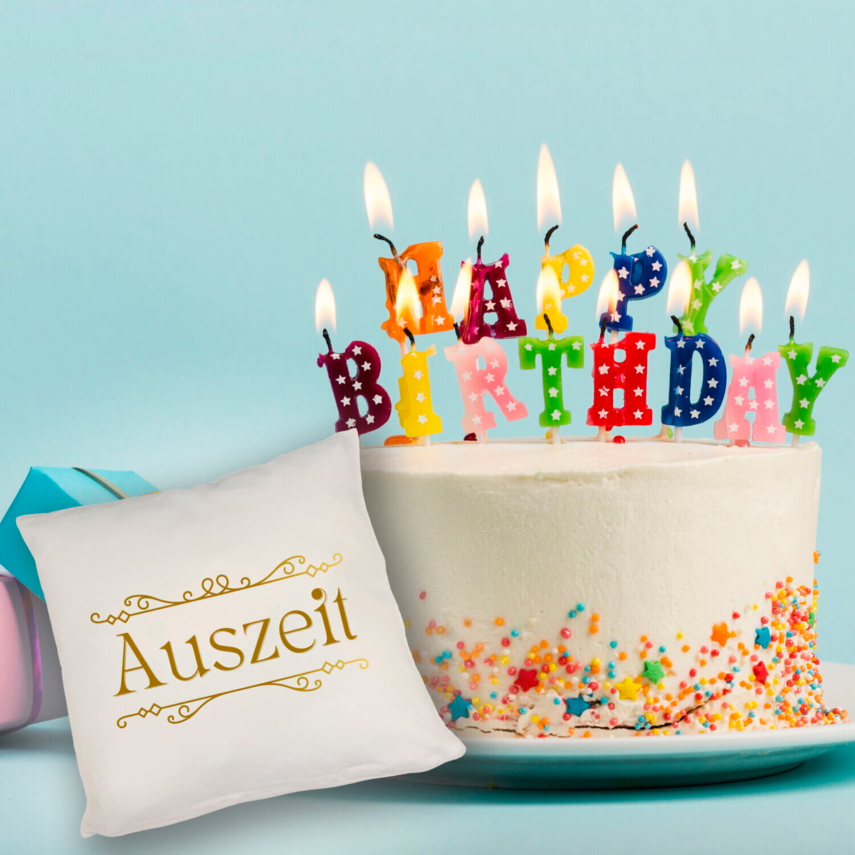 Auszeit Kissen mit Blumenornament für Eltern zum Geburtstag