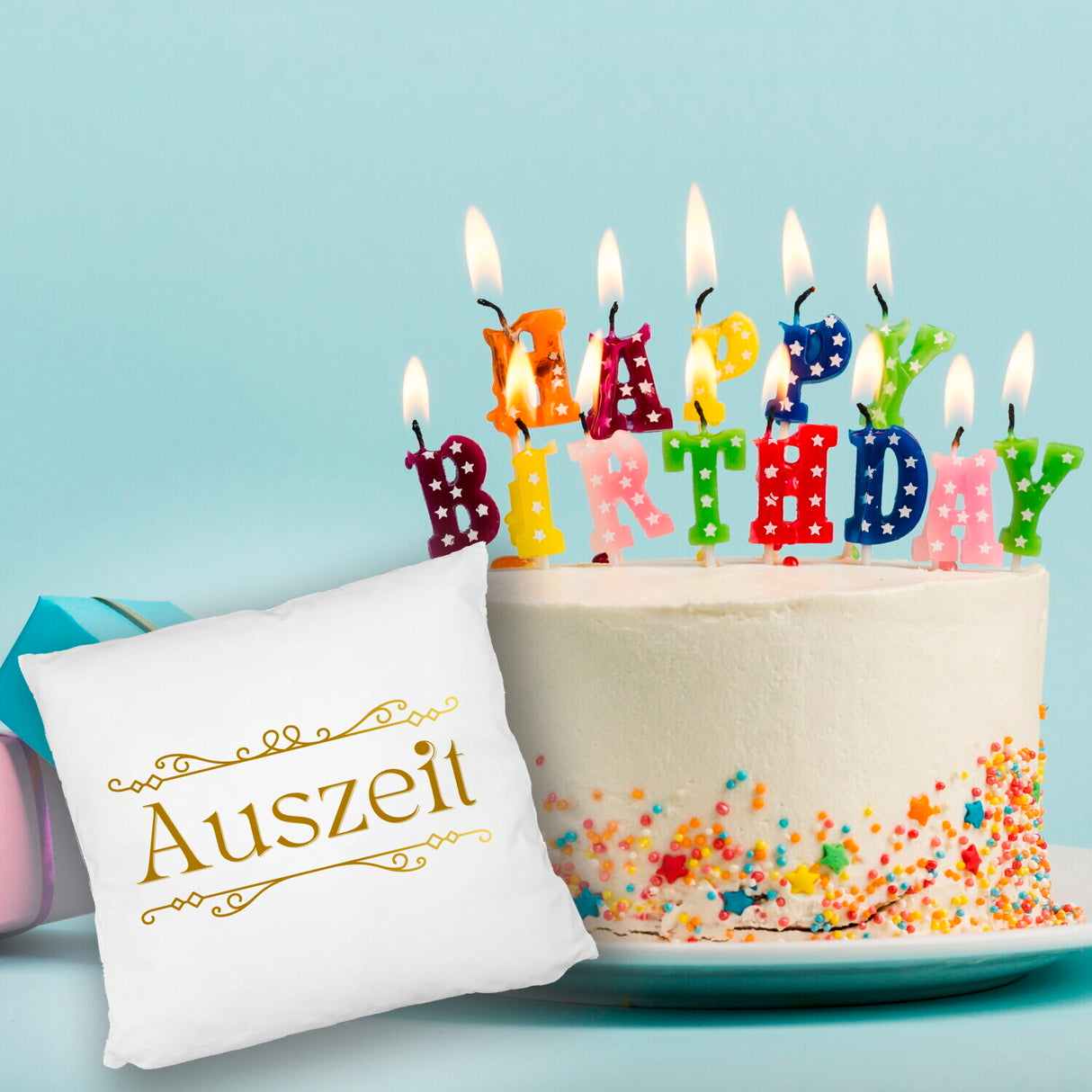 Auszeit Kissen mit Blumenornament für Eltern zum Geburtstag