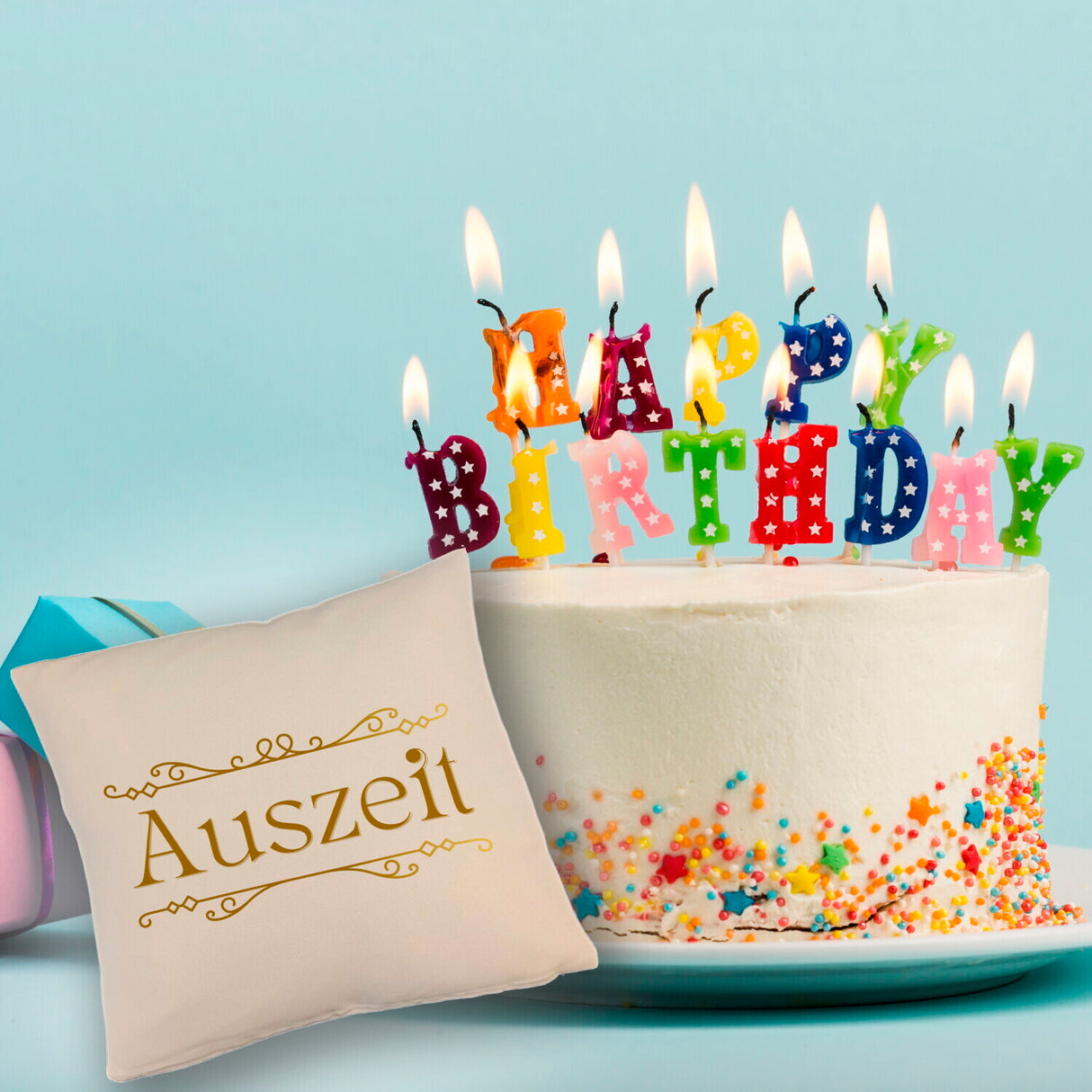 Auszeit Kissen mit Blumenornament für Eltern zum Geburtstag