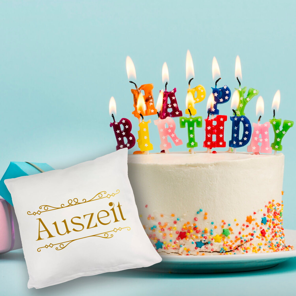 Auszeit Kissen mit Blumenornament für Eltern zum Geburtstag