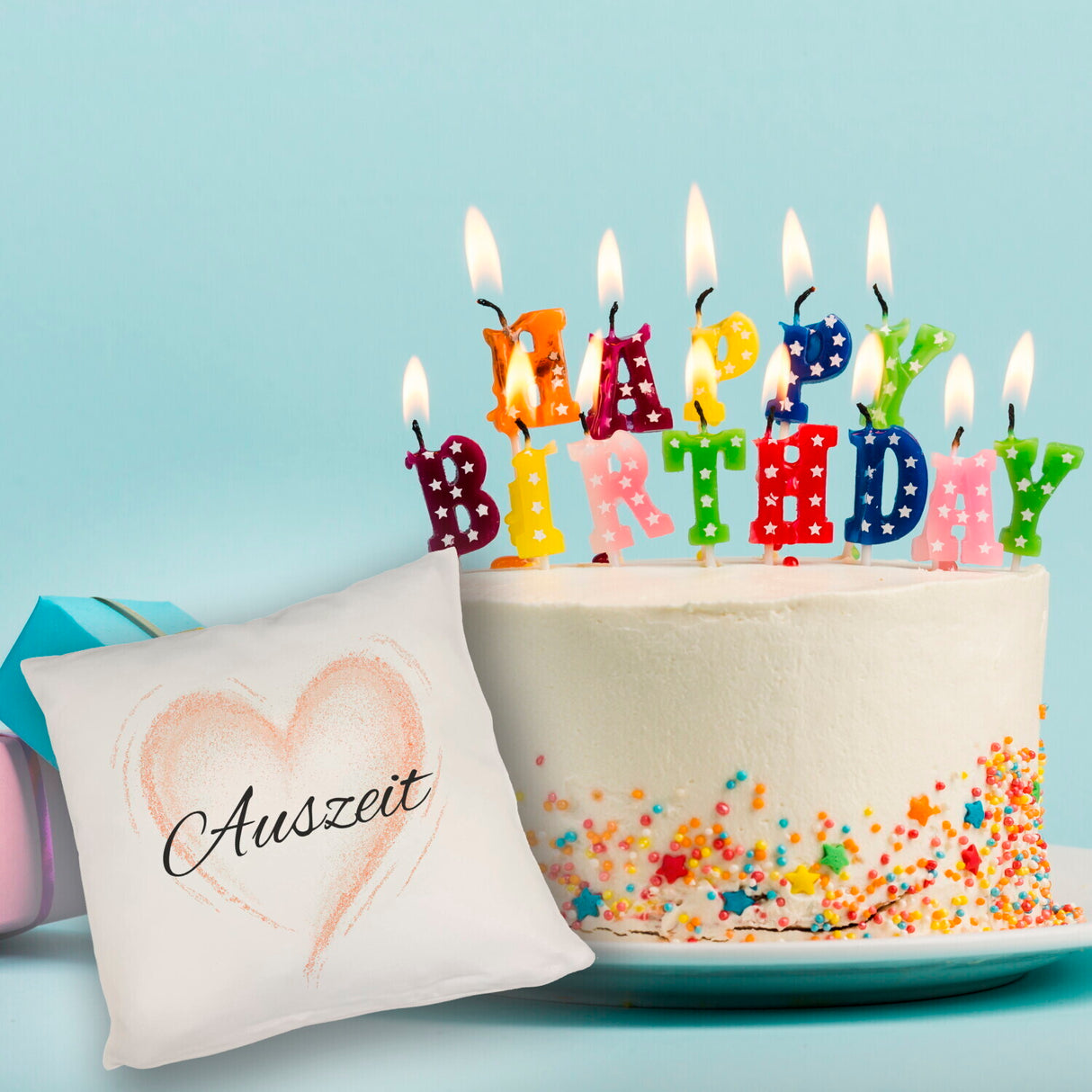 Auszeit Kissen mit Blumenornament für Eltern zum Geburtstag