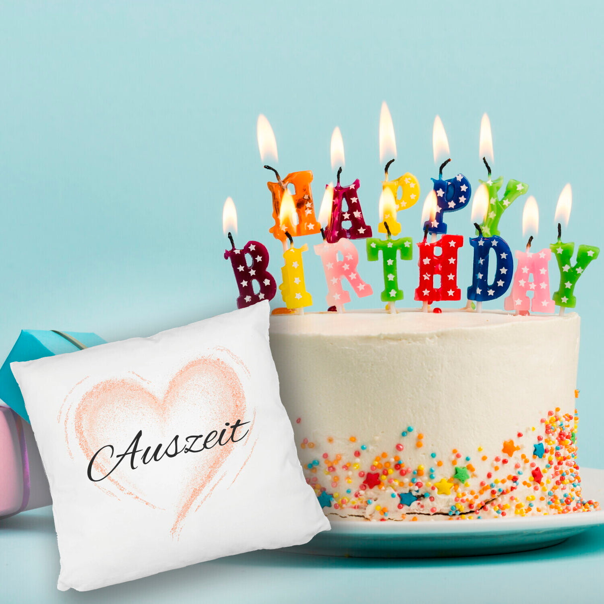 Auszeit Kissen mit Blumenornament für Eltern zum Geburtstag
