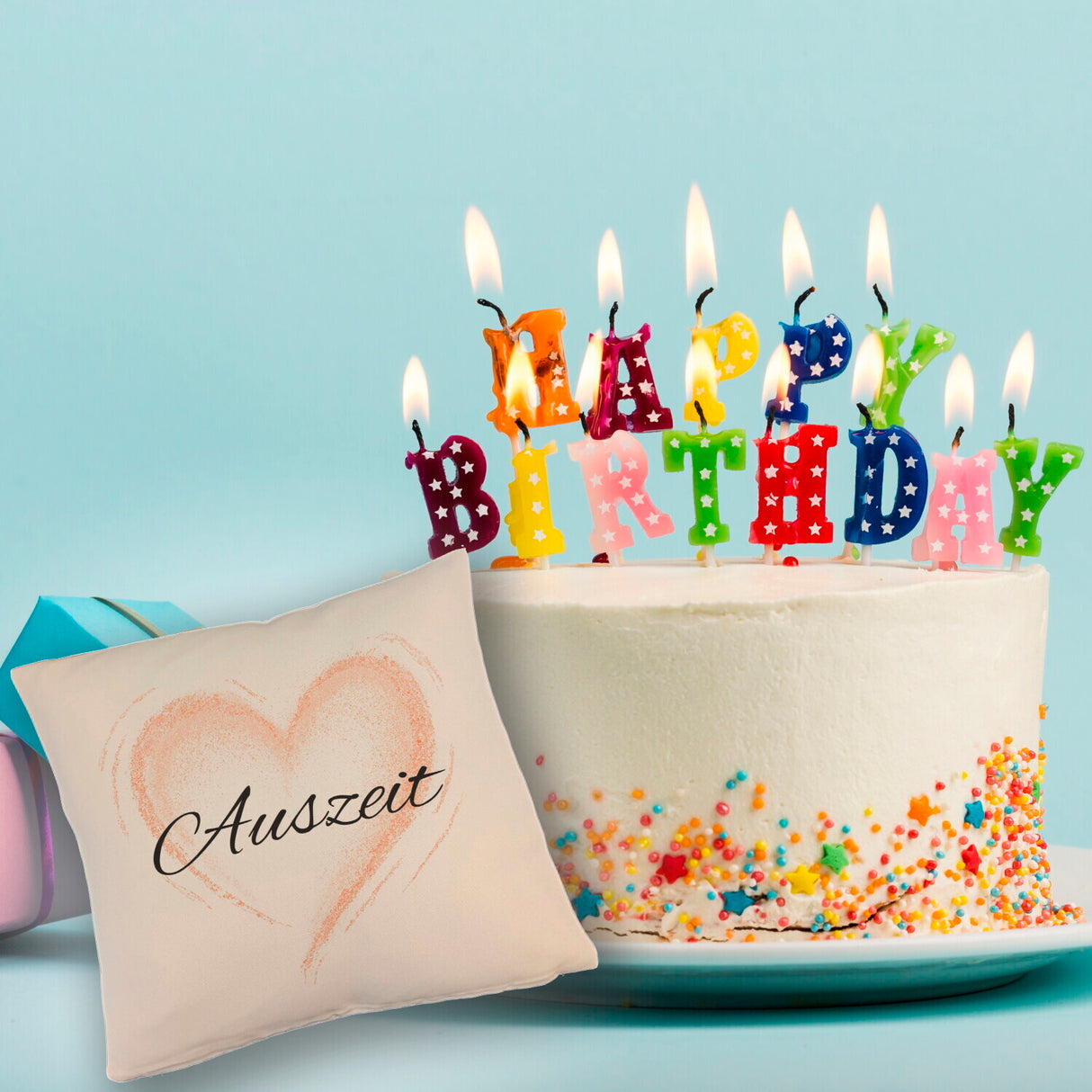 Auszeit Kissen mit Blumenornament für Eltern zum Geburtstag