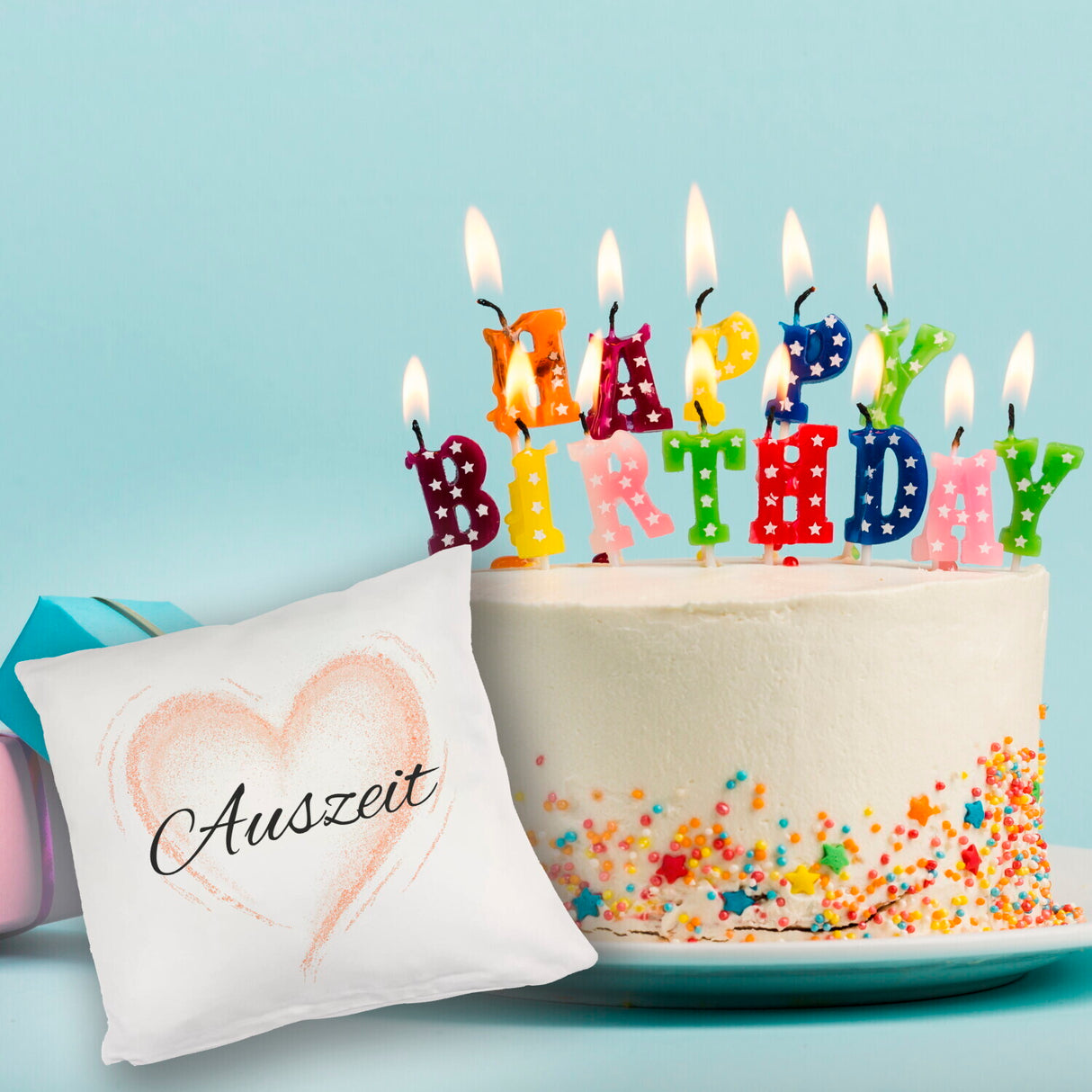 Auszeit Kissen mit Blumenornament für Eltern zum Geburtstag