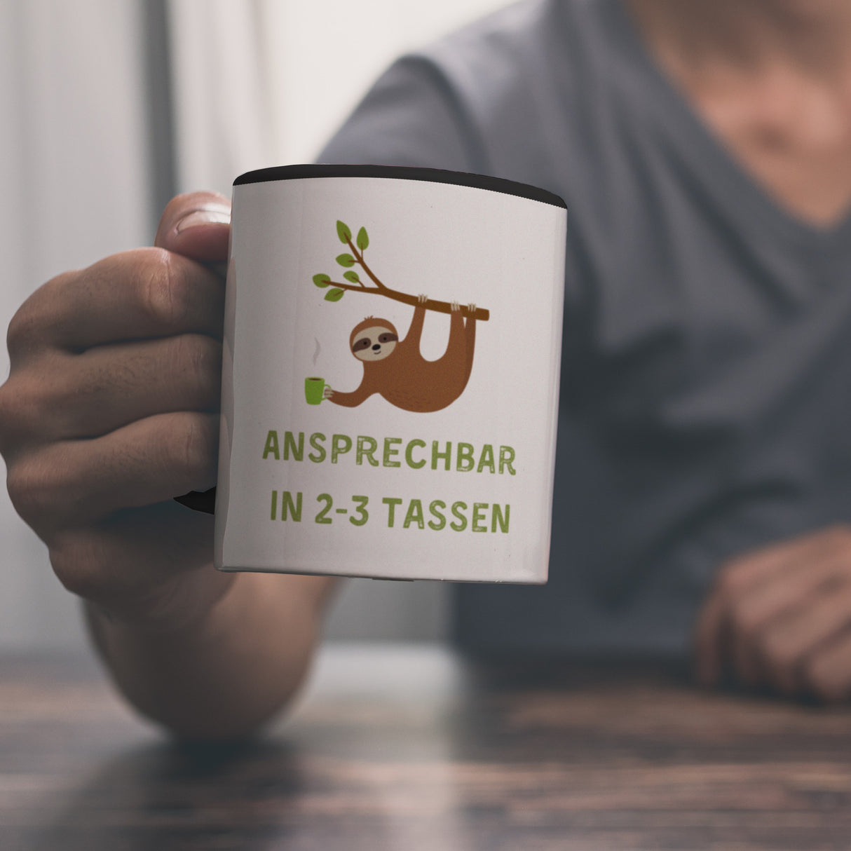 Faultier mit Kaffee Kaffeebecher mit Spruch Ansprechbar in 2-3 Tassen