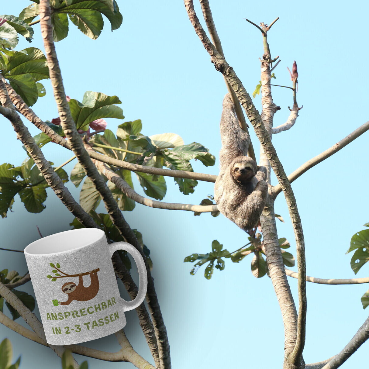 Faultier mit Kaffee Kaffeebecher mit Spruch Ansprechbar in 2-3 Tassen