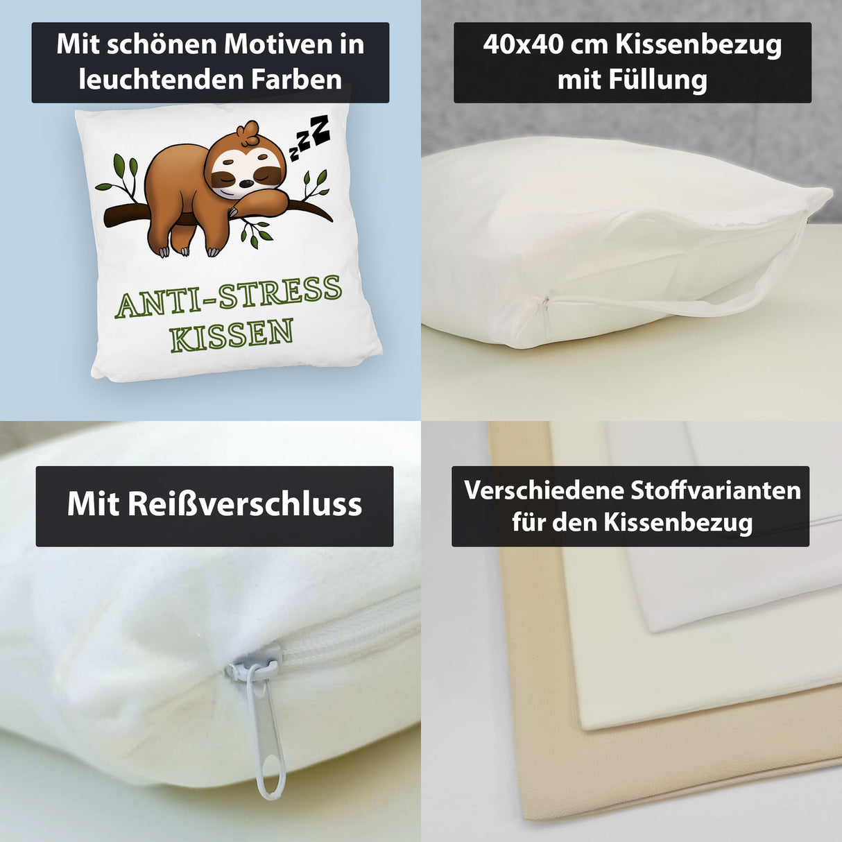 Anti-Stress Kissen mit schlafendem Faultier