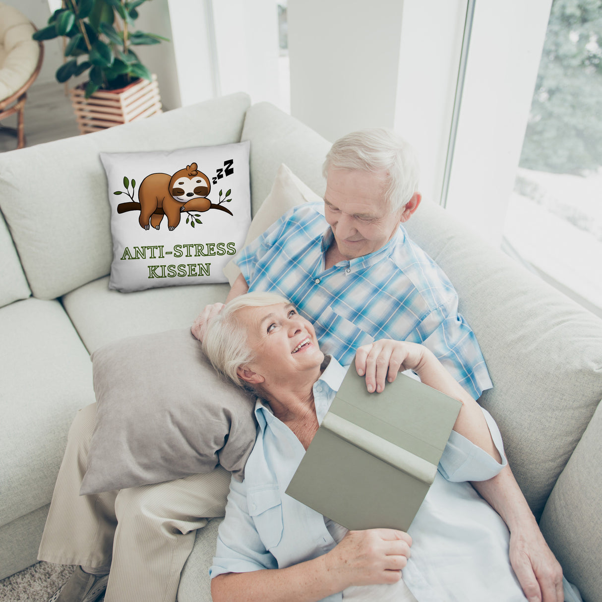 Anti-Stress Kissen mit schlafendem Faultier